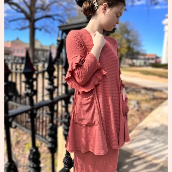 Rust Orange Long Sleeve Dress - Picture 2 of 5